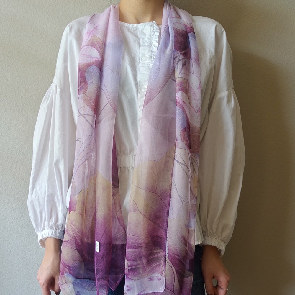 Handmade Lotus Flora Georgette Silk Scarves Multic